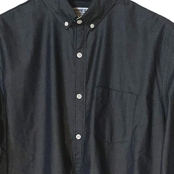 Express Men's Long Sleeve Button Front Button Collar Shirt Deep Grey Size XL - Picture 5 of 10